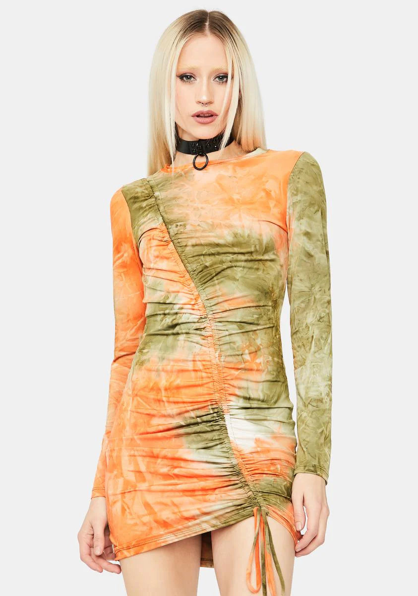 No Inhibitions Tie Dye Ruched Dress