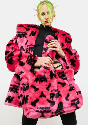 J'adore Dick Monogram Faux Fur Shopper Bag