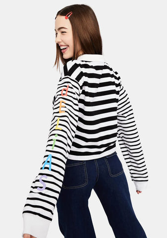 Ski Patrol Long Sleeve Striped Polo