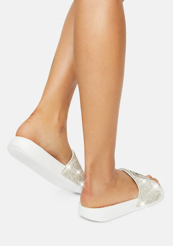 White Rhinestone Lord Nermal Slides