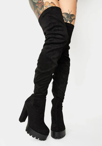 Suede Take You Down Thigh High Boots