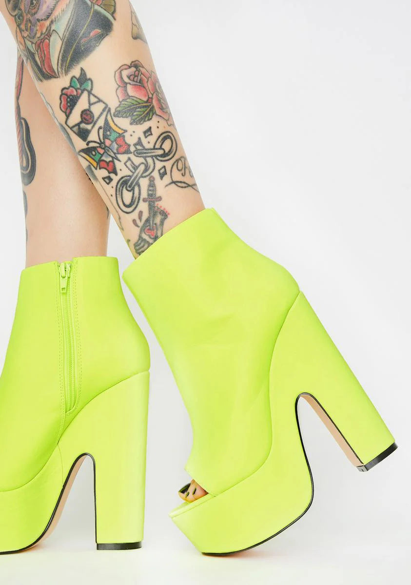 Neon Yellow Sandspur Peep Toe Heels
