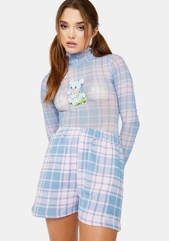 Blue My Way Plaid Shorts