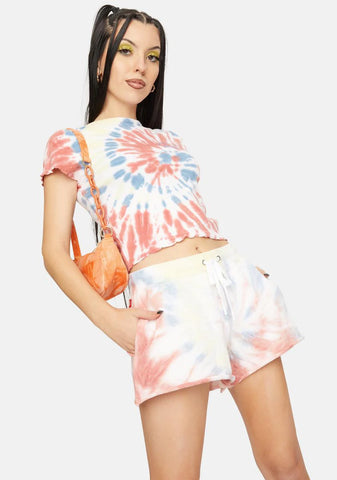 Apricot Swirl Tie Dye Lounge Shorts