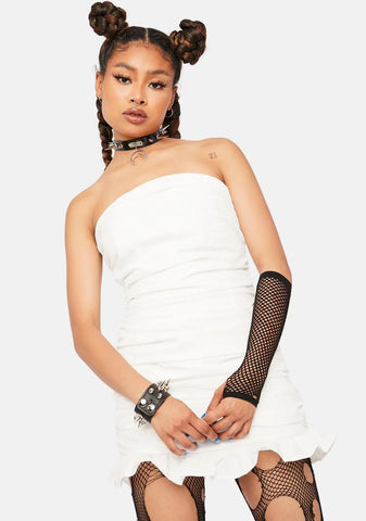 Ivory Be Unique Strapless Ruched Mini Dress