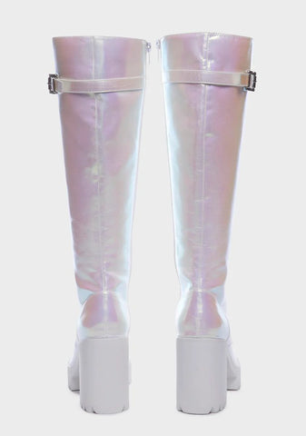 White Fairy Lace-Up High Boots