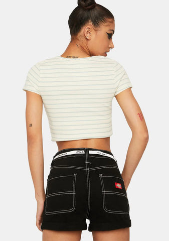 High Rise 5-Pocket Roll Cuff Shorts