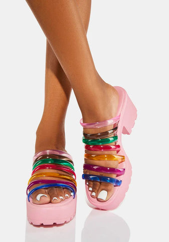Strappy Rainbow Platform Sandals
