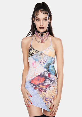 Mixed Animal Print Patchwork Cami Dress