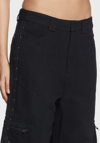 Medium Waist Loose Cargo Trousers