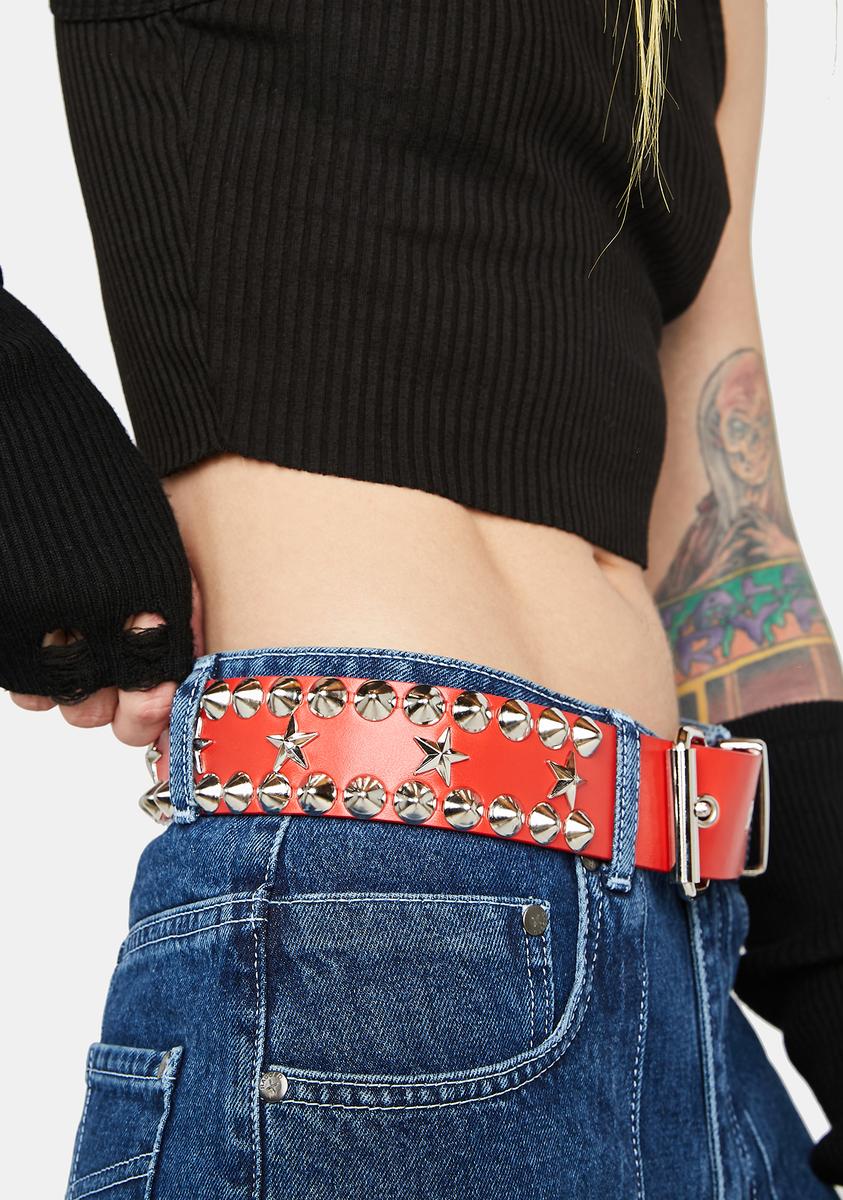 Red Star And Circle Stud Belt