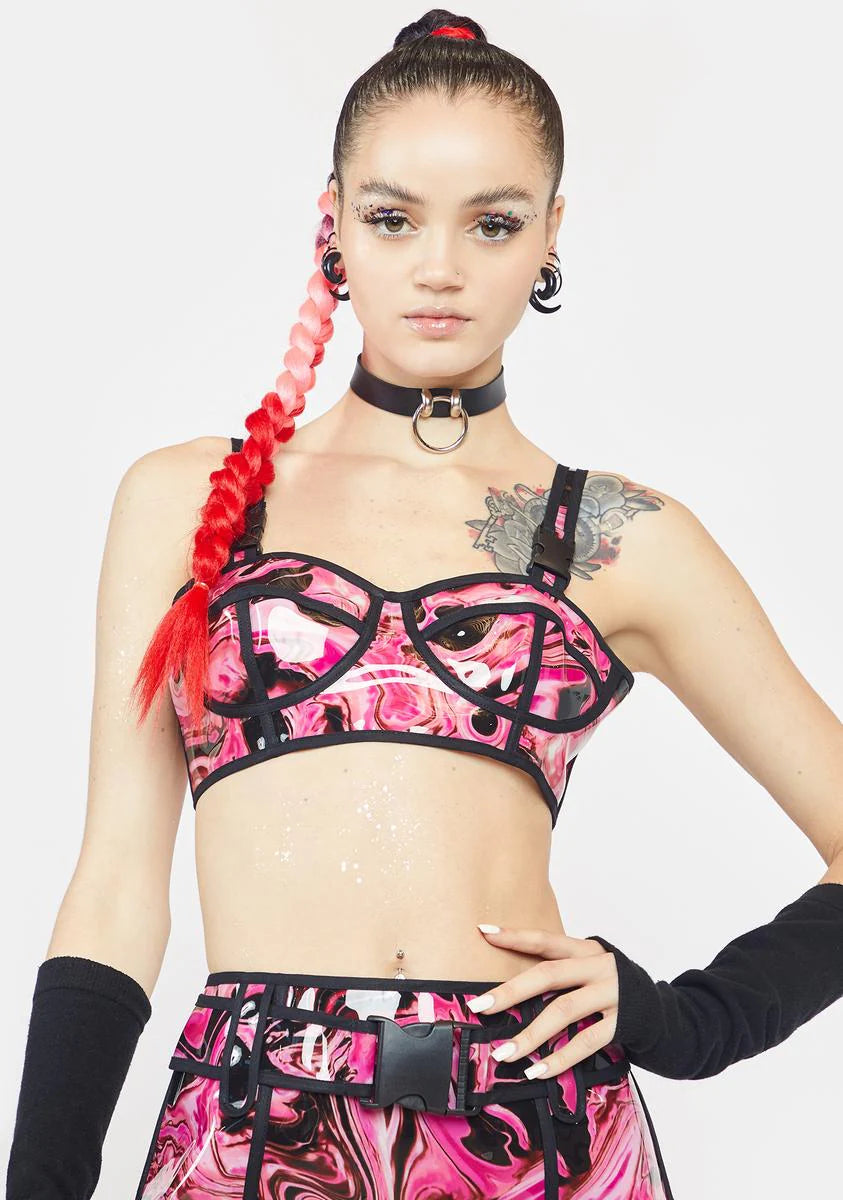 Lady Acid Dimension Hologram Bra Top