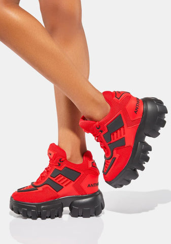 Red Psycho Candy Platform Sneakers