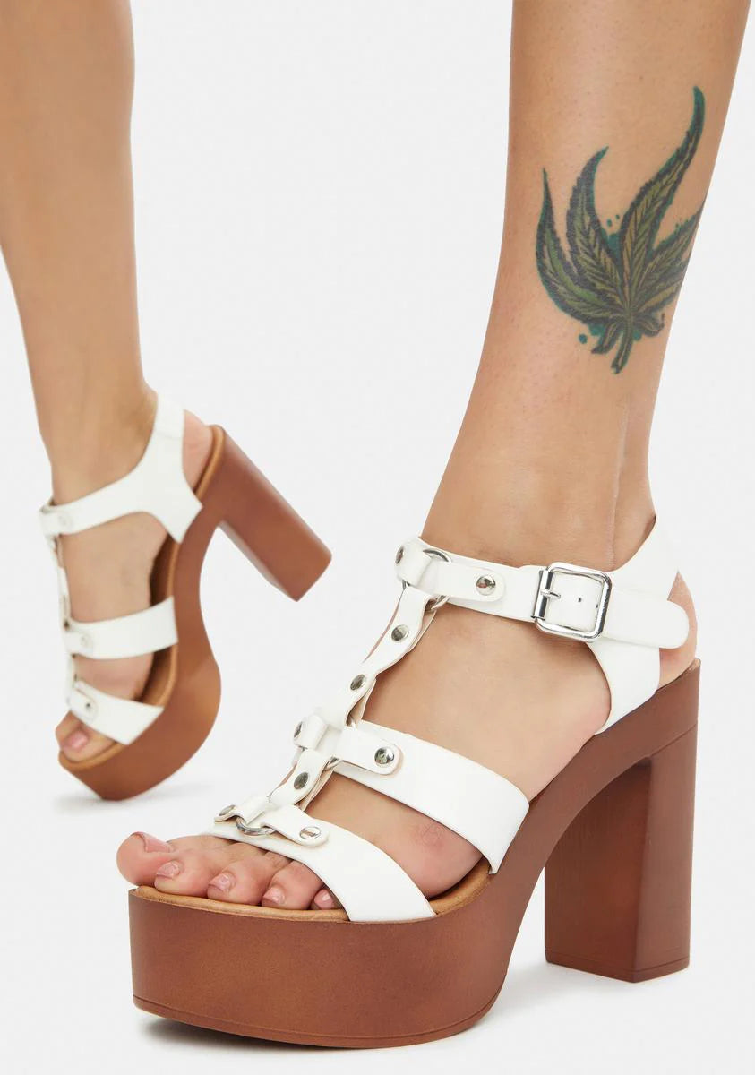 Calm Stand Ur Ground Buckle Platform Heels