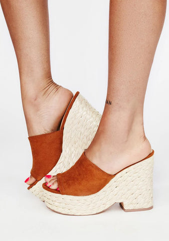 Tan Picnic Dates Platform Sandals