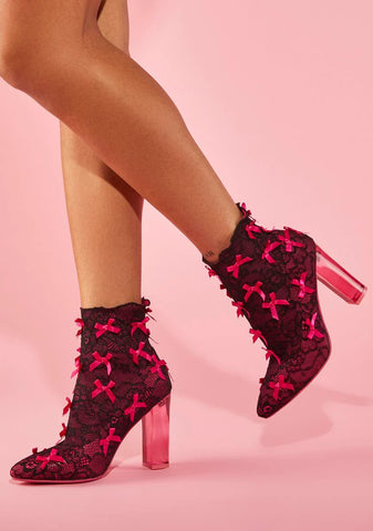 Rubine Portrait Mode Lace Booties