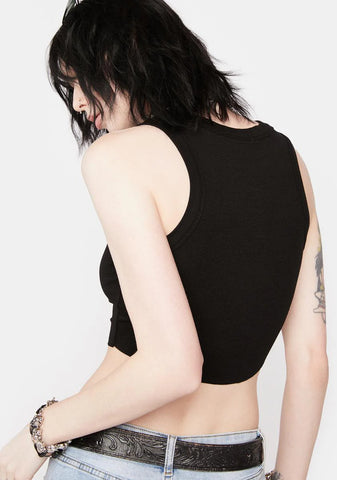 Black Keep It Simple Ribbed Crop Top