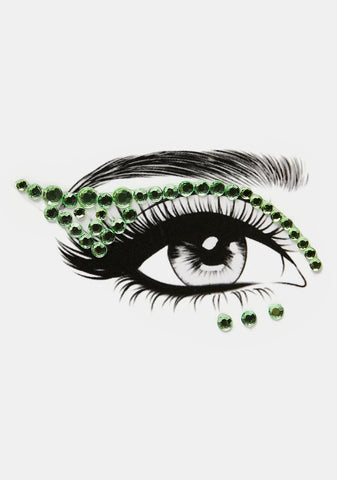 Green Winged Rhinestone Face Gems