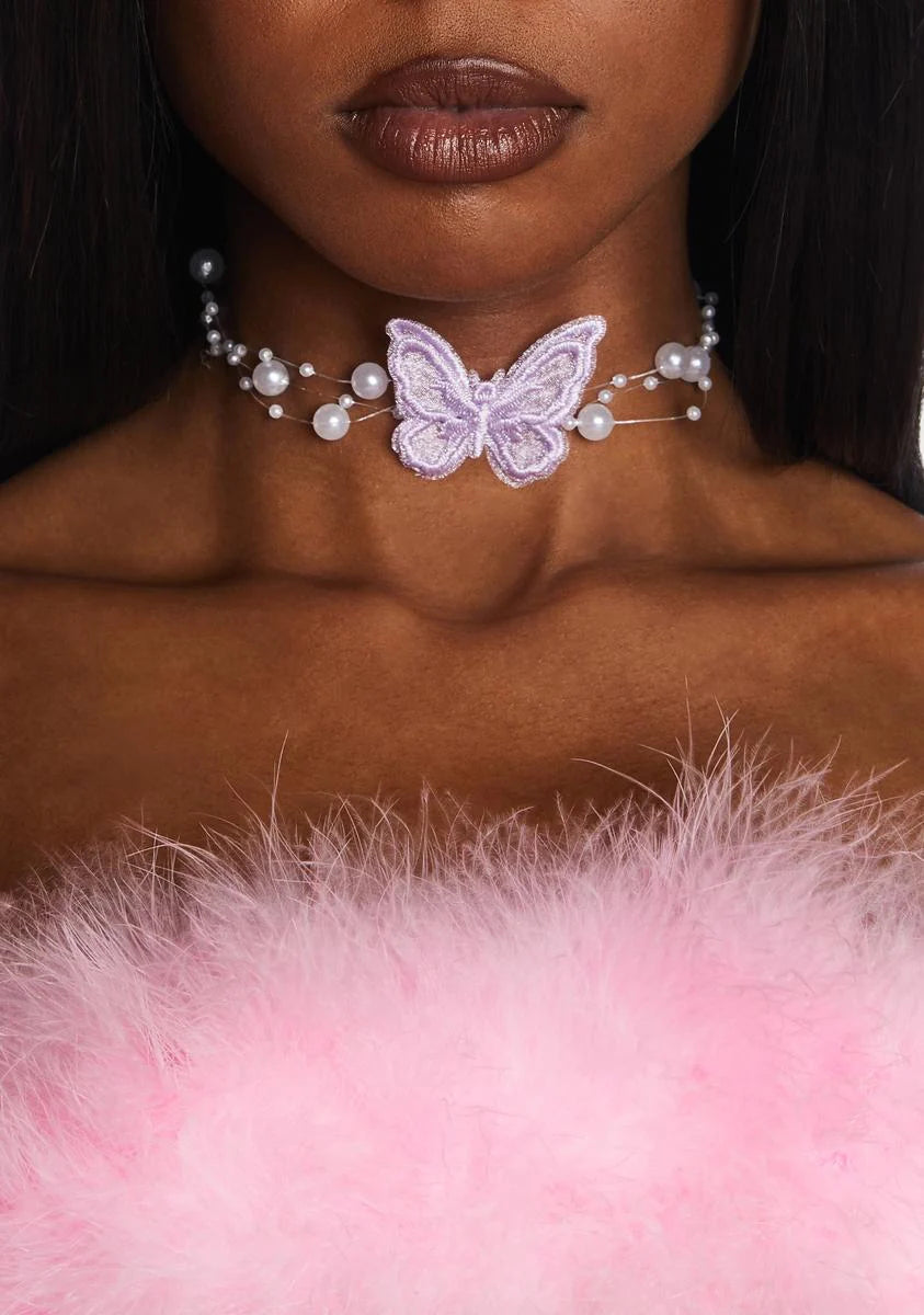 Lavender Fixated On Migration Butterfly Choker