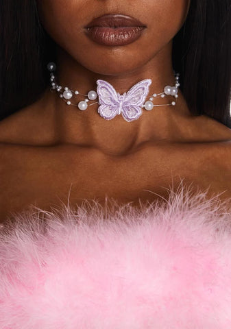 Lavender Fixated On Migration Butterfly Choker