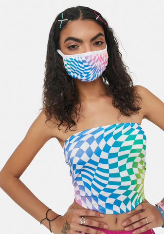 Surreal Life Checkered Face Mask