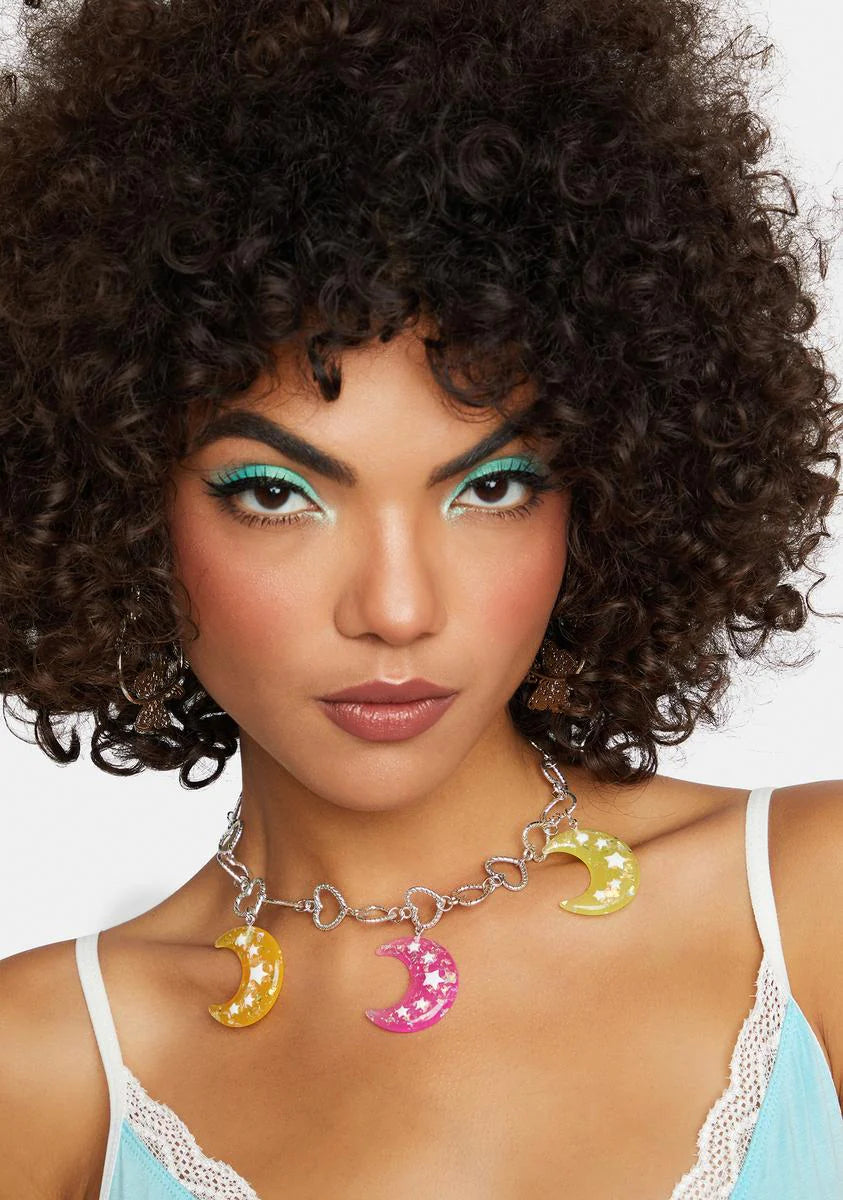 Sweet Shimmering Moonlight Heart Chain Necklace