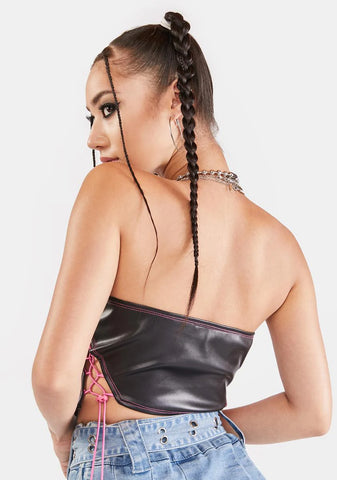 Stay Away Vegan Leather Corset