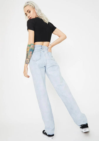 Straight Leg Slim Denim Jeans