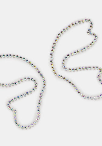 Iridescent Silver Butterfly Rhinestone Face Gems