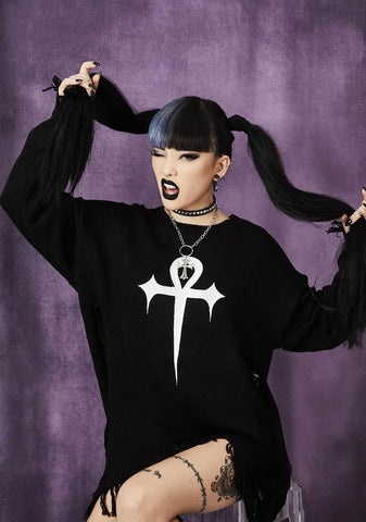 Eternally Lifeless Distressed Sweater