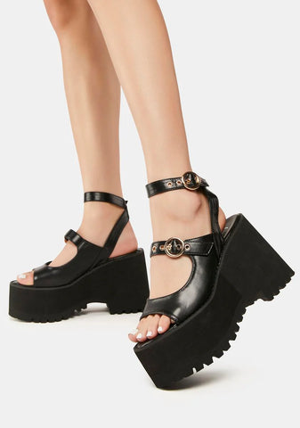 Black Gessie Platform Sandals