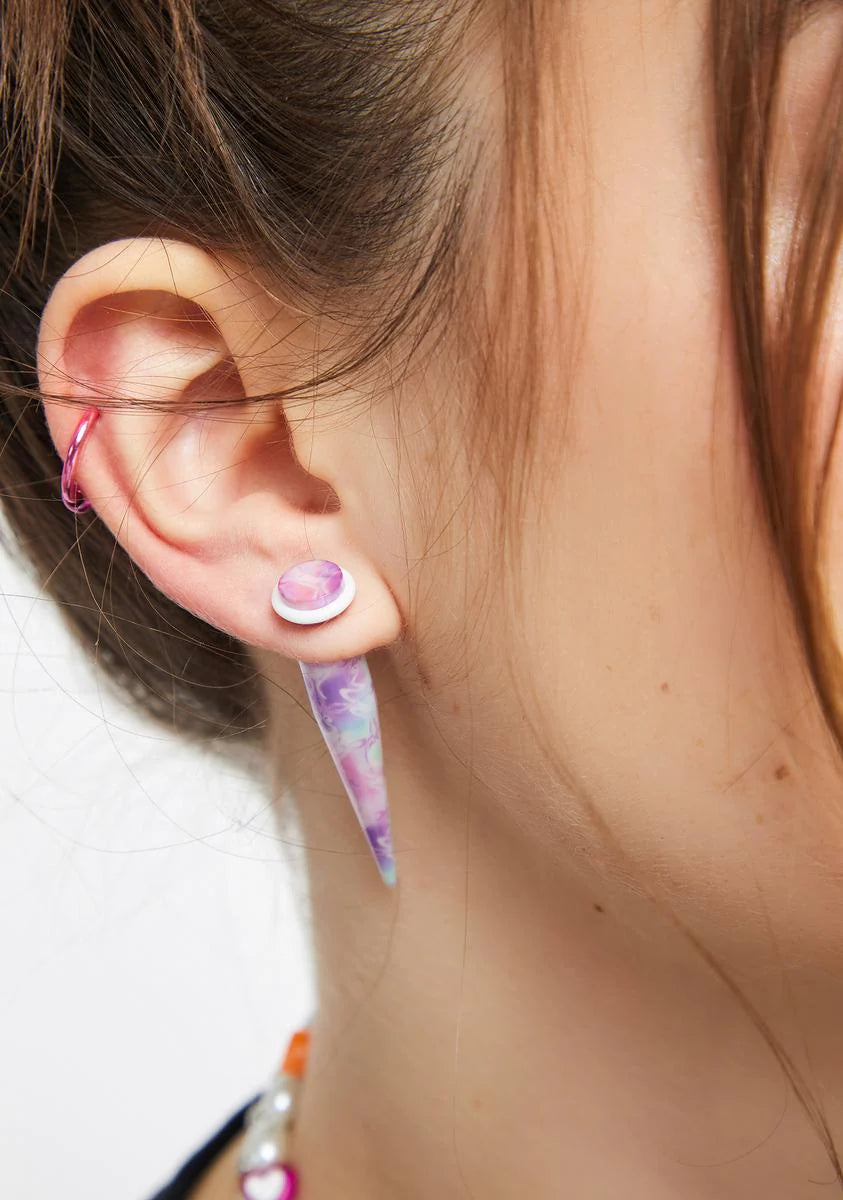 Marbled Skies Long Stud Earrings