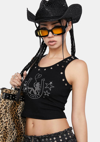 Texas Fold'em Rhinestone Crop Tank