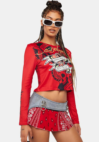 Heart Banners Long Sleeve Crop Tee