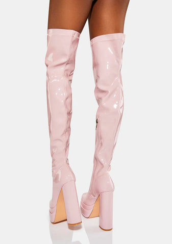 Pink Osborne Thigh High Boots