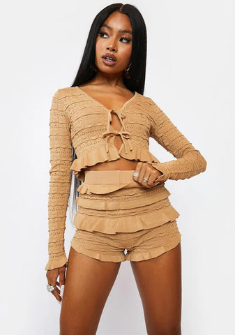Taupe Trending Next Ruffle Sweater Shorts