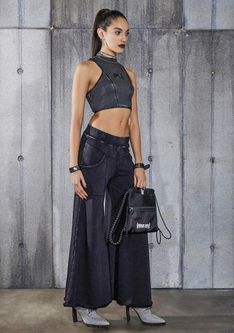 Snare Washed Black Wide Leg Pants