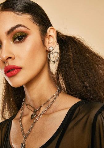 Painted Lady Heart Venus Drop Earrings