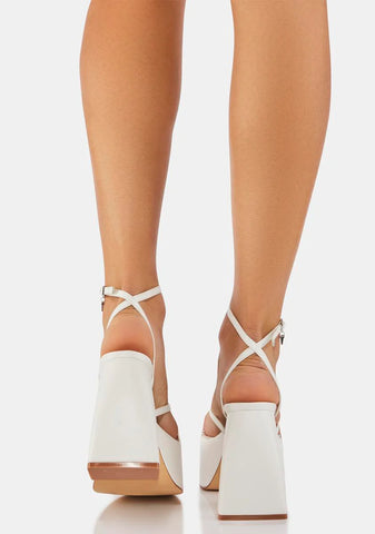 Heaven White Leather Heels