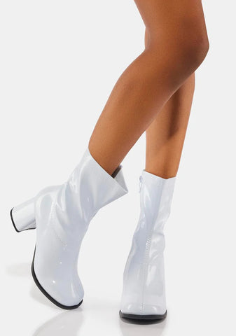 White Patent Short Gogo Boots