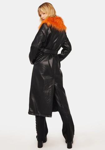 Yaz Faux Leather Trench Coat