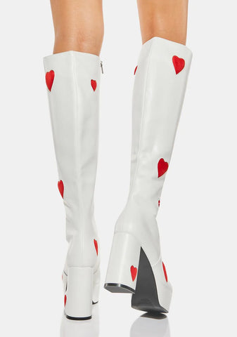 White Jam Tarts Platform Boots
