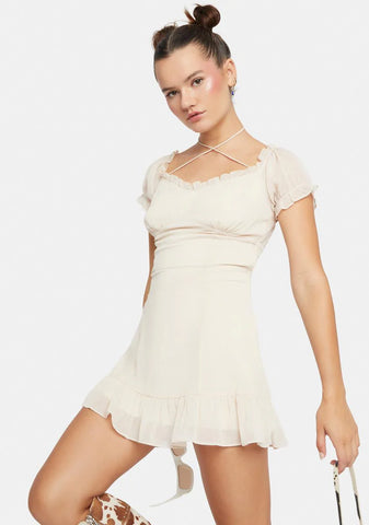 What I Got Puff Sleeve Ruffle Mini Dress