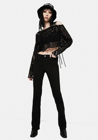 Long Sleeve Strappy Shoulder Top