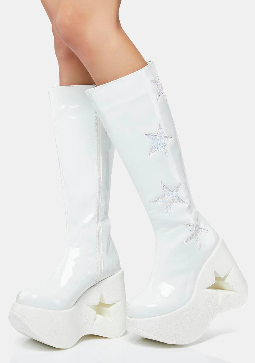 White Dynamite-218 Knee High Boots