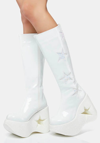 White Dynamite-218 Knee High Boots
