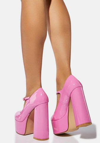 Pink Sparkley Patent Platform Heels