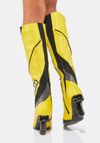 Yellow Dick Heel Motocross Boots
