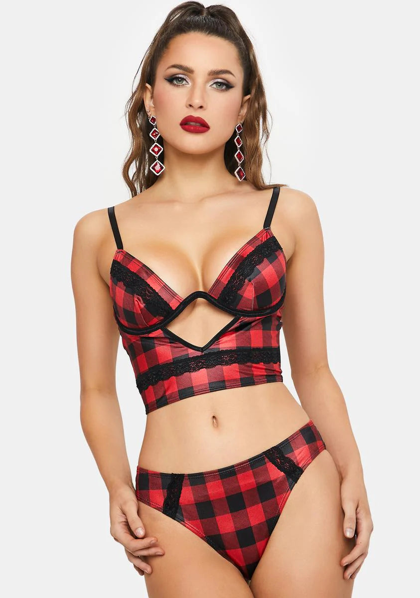 You're Exciting Plaid Lingerie Set