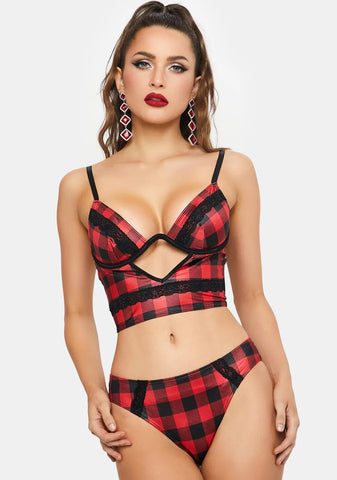 You're Exciting Plaid Lingerie Set